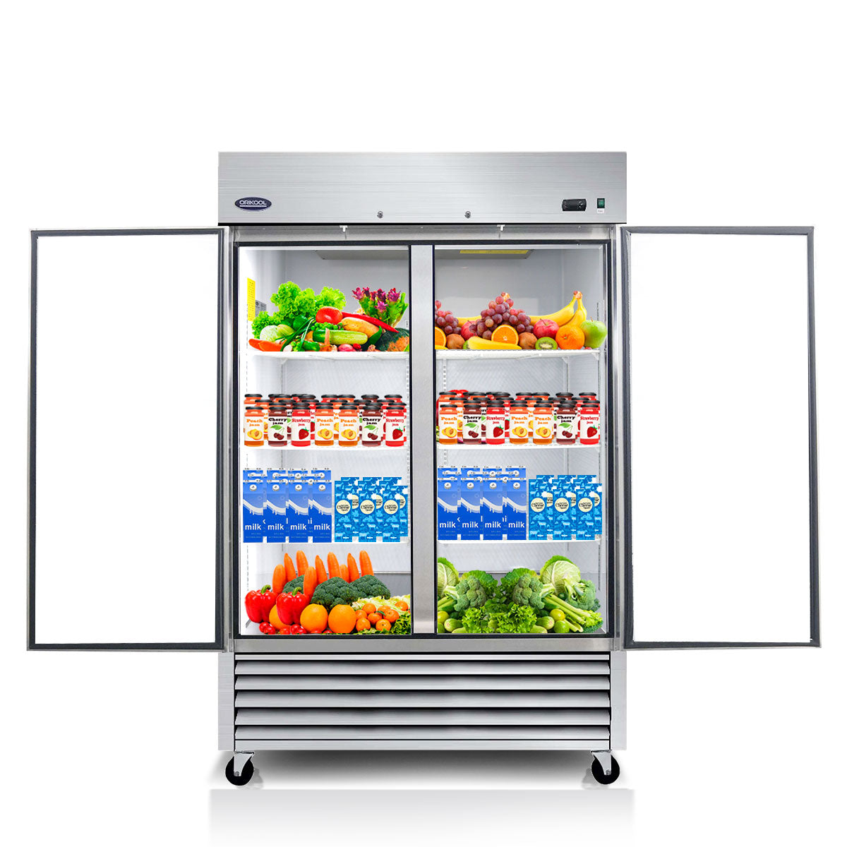 ORIKOOL 54" Commercial Reach-In Refrigerator in Stainless Steel, 2 Solid Doors, 49 cu.ft.